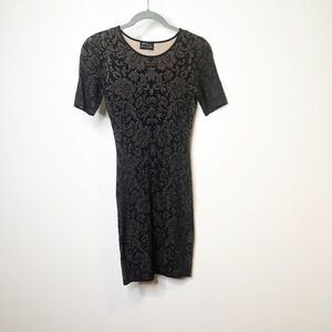 Torn By Ronny Kobo Womens Black Abstract Short Sleeve Sheath Dress Size XS